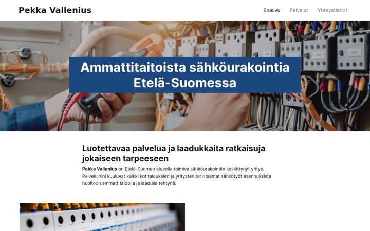 Screenshot of pekkavallenius.fi