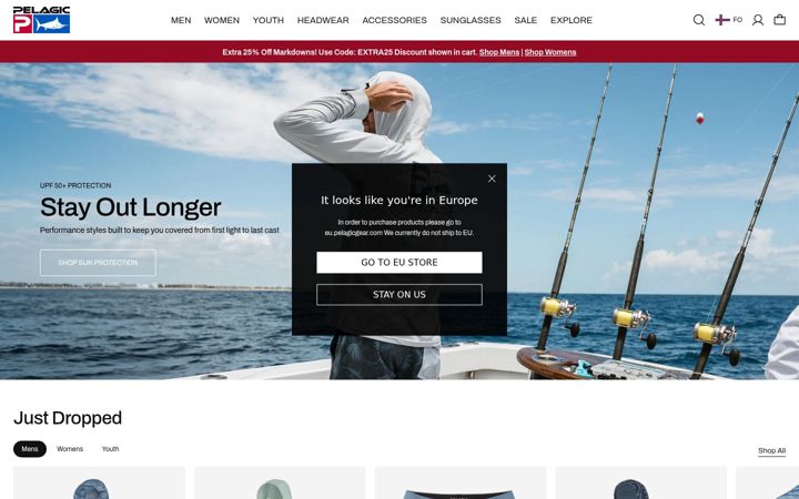 Screenshot of pelagicgear.com