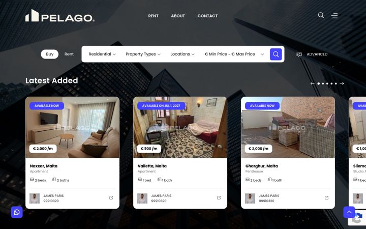 Screenshot di pelagorealestate.com.mt