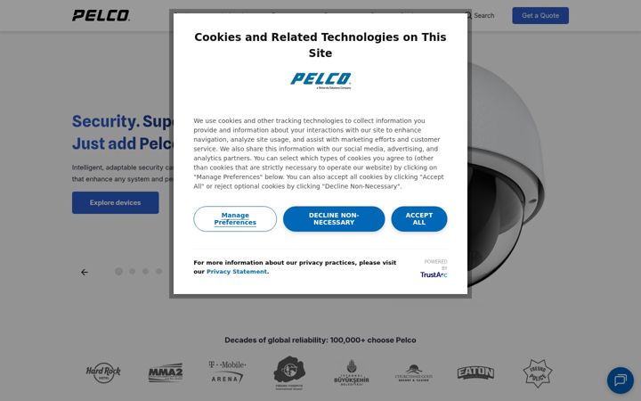 Screenshot of pelco.com