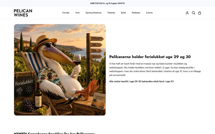 Screenshot of pelican-wines.dk