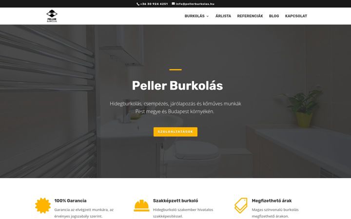 Screenshot di pellerburkolas.hu