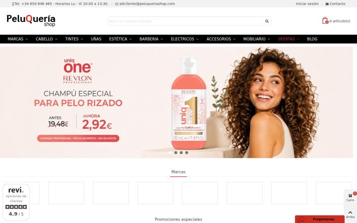 Screenshot of peluqueriashop.com