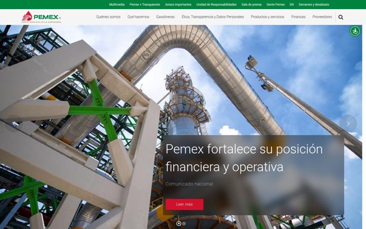 Posnetek zaslona pemex.com