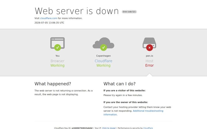 Screenshot stránky pen.io