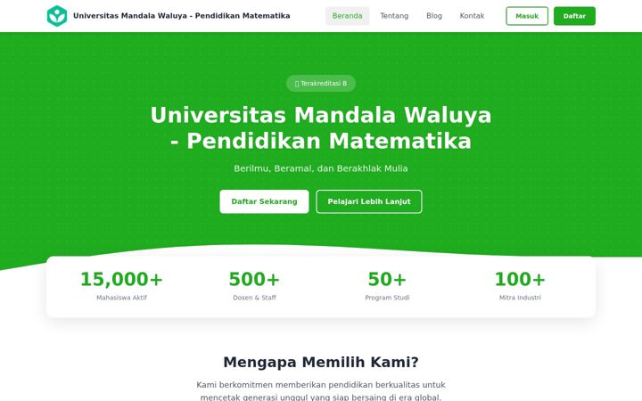 Screenshot of pendidikanmatematikaumw.ac.id