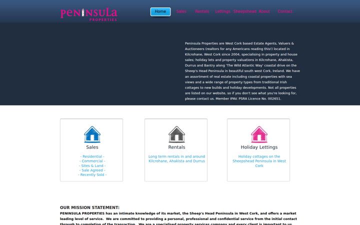 Screenshot van peninsula.ie