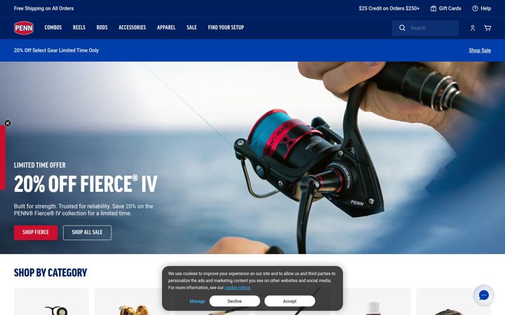 Screenshot von pennfishing.com