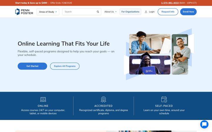 Screenshot of pennfoster.com