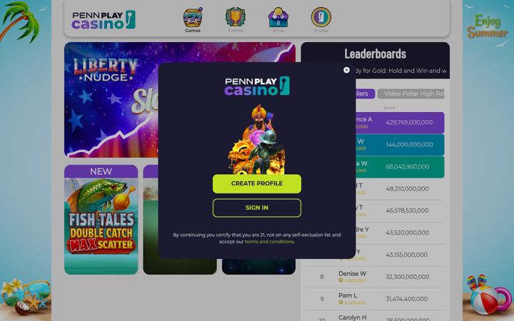 Képernyőkép: pennplaycasino.com