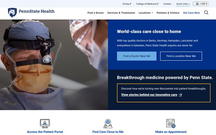 Screenshot of pennstatehealth.org