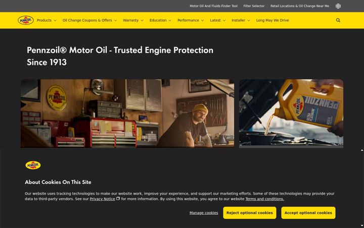 Képernyőkép: pennzoil.com