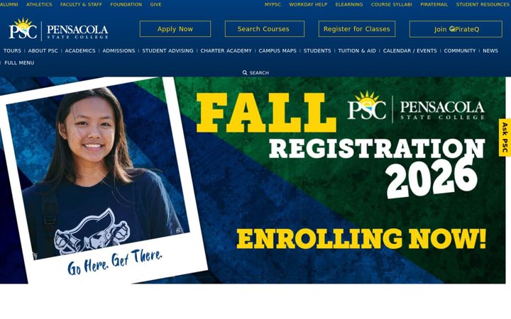 Screenshot of pensacolastate.edu