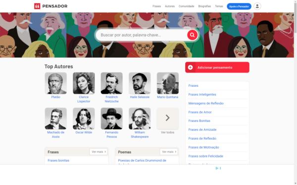 Screenshot of pensador.com