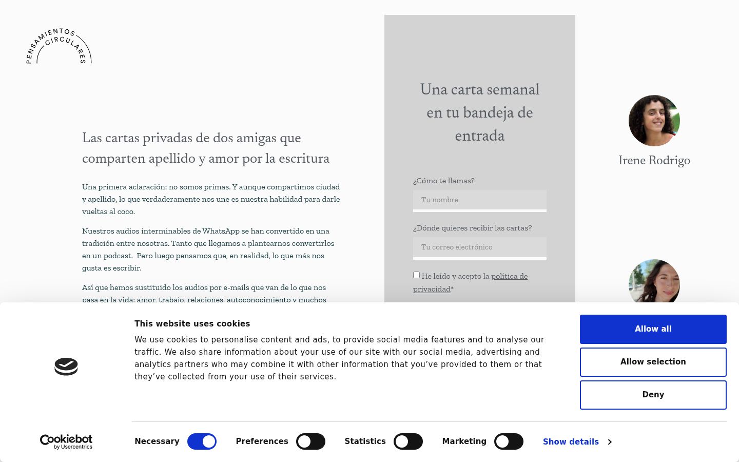 Captura de ecrã do banner de consentimento apresentado antes de qualquer interação