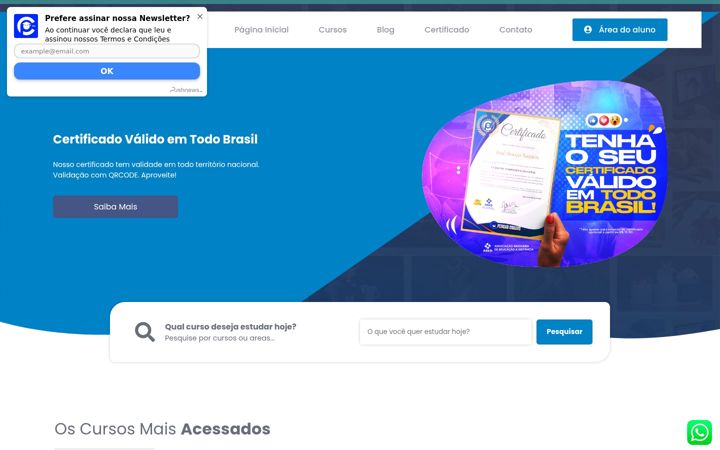 Screenshot of pensarcursos.com.br