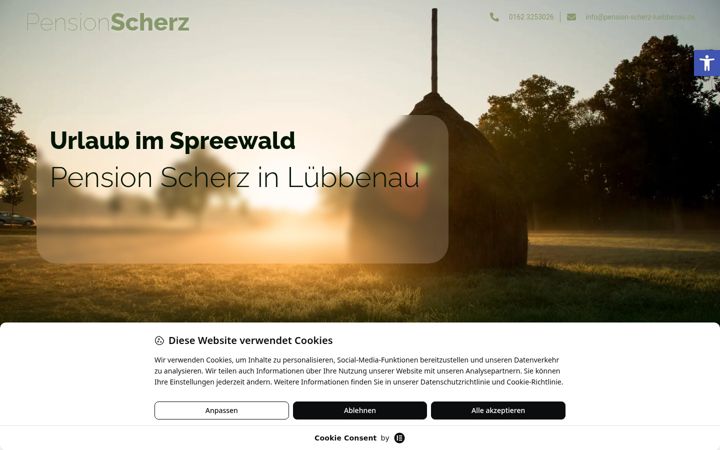 Screenshot of pension-scherz-luebbenau.de