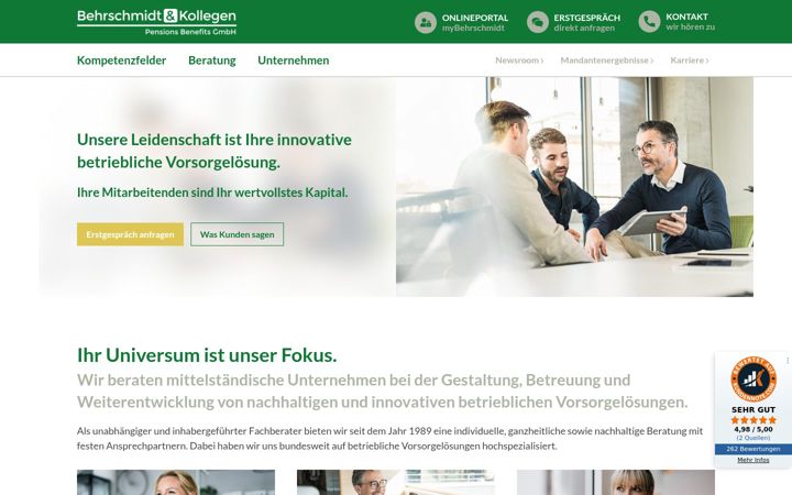 Zrzut ekranu pensionsbenefits.de
