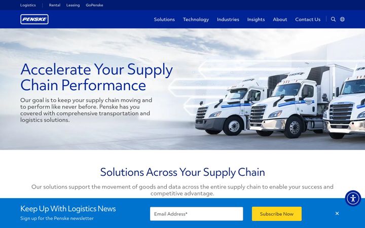 Screenshot von penskelogistics.net