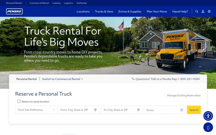 Screenshot of pensketruckrental.com