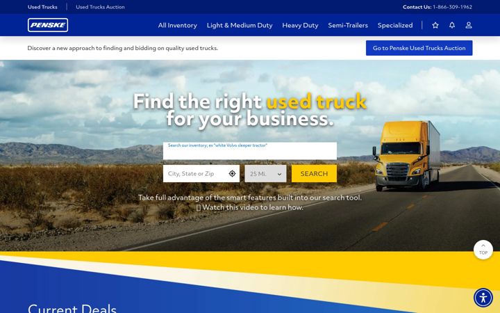 Screenshot van penskeusedtrucks.com