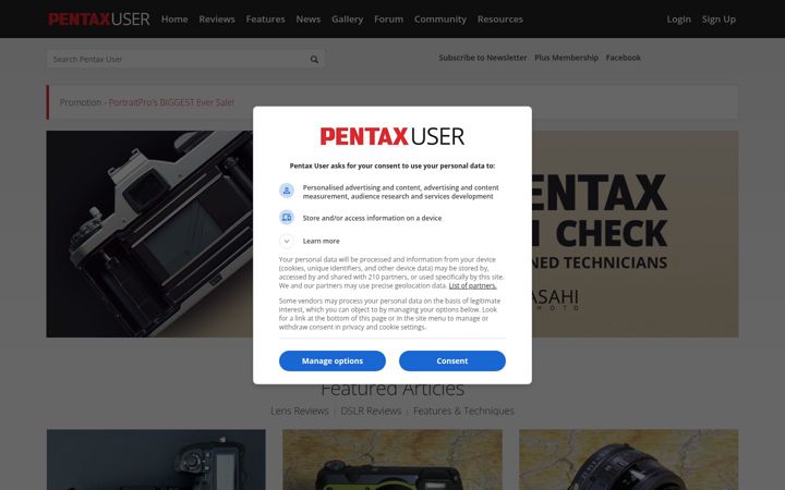 Screenshot of pentaxuser.com