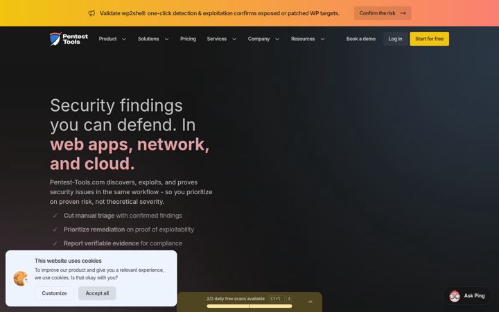Screenshot of pentest-tools.com