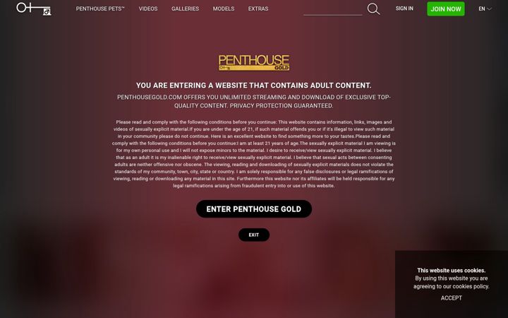 Screenshot of penthousegold.com