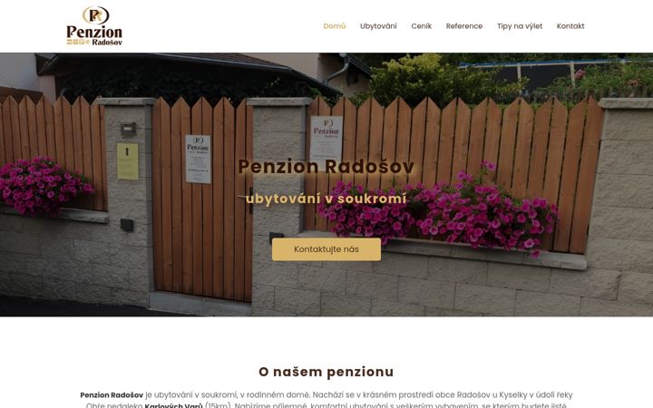 Kuvakaappaus sivustosta penzionradosov.eu