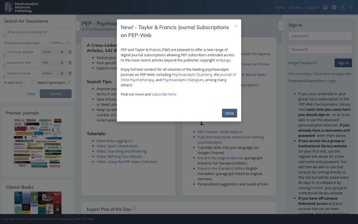 Screenshot of pep-web.org