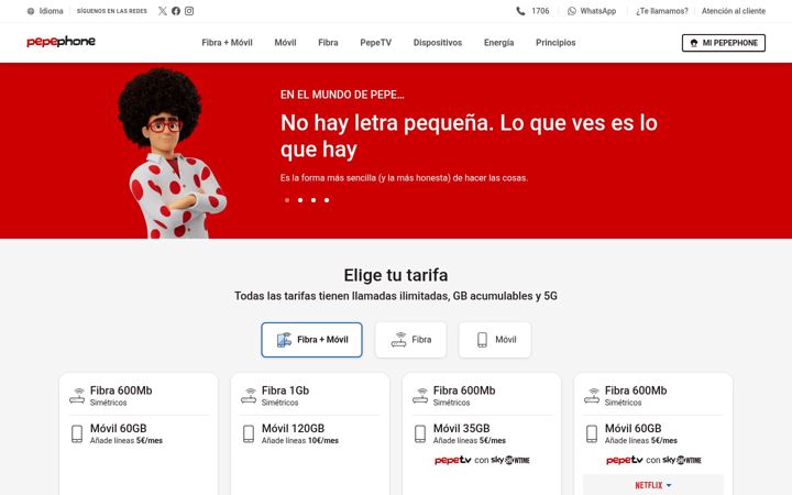 Screenshot of pepephone.com
