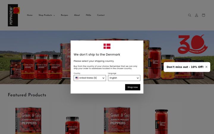 Captura de ecrã de peppadewusa.com