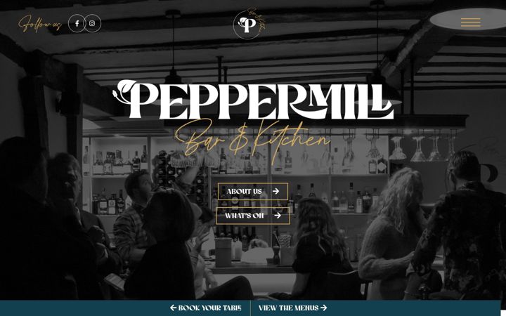Screenshot of peppermillbarandkitchen.co.uk