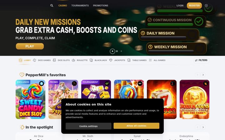 Screenshot of peppermillcasino.be