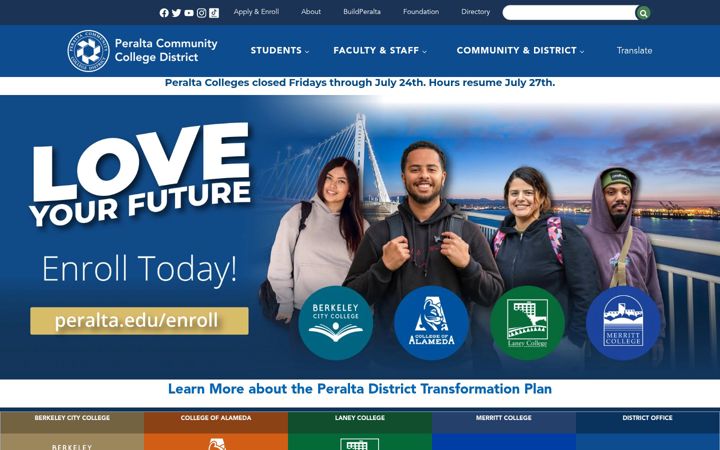 Screenshot of peralta.edu