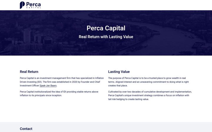 Captură de ecran a percacapital.com