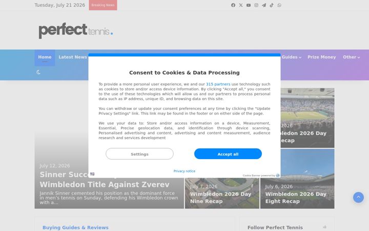 Screenshot of perfect-tennis.com