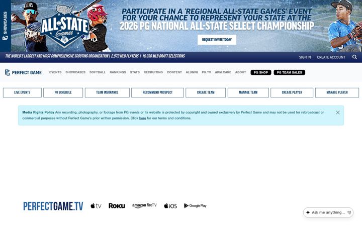 Screenshot of perfectgame.org