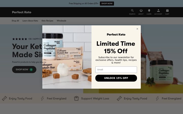 Screenshot of perfectketo.com
