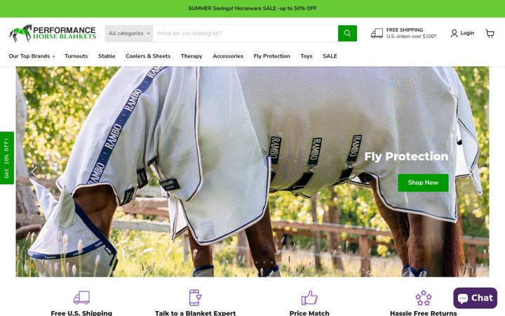 Screenshot of performancehorseblankets.com