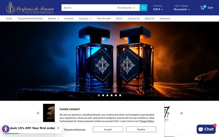 Skärmbild av perfumedefrance.com