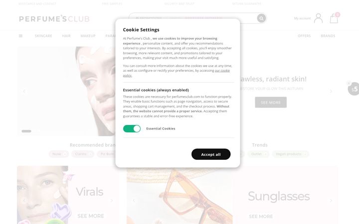 Skærmbillede af perfumesclub.us