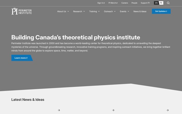 Screenshot of perimeterinstitute.ca