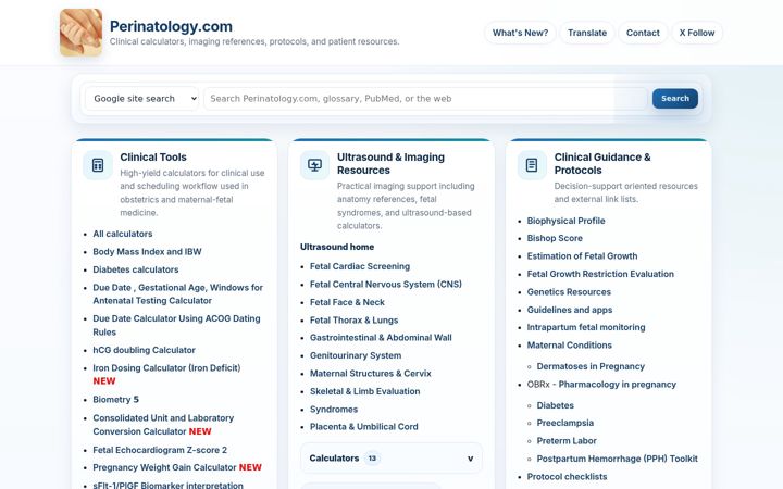 Screenshot of perinatology.com