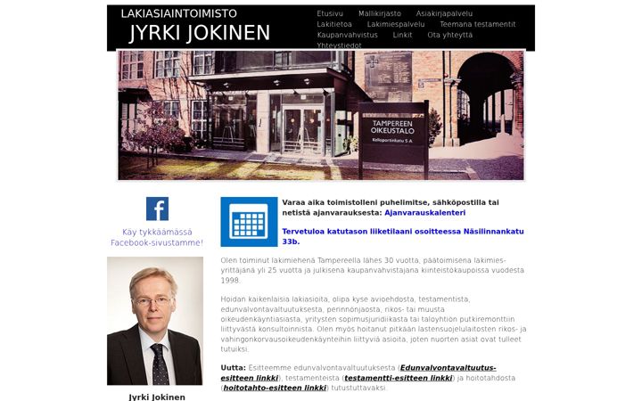 Snimka zaslona za perinnonjakotampere.fi