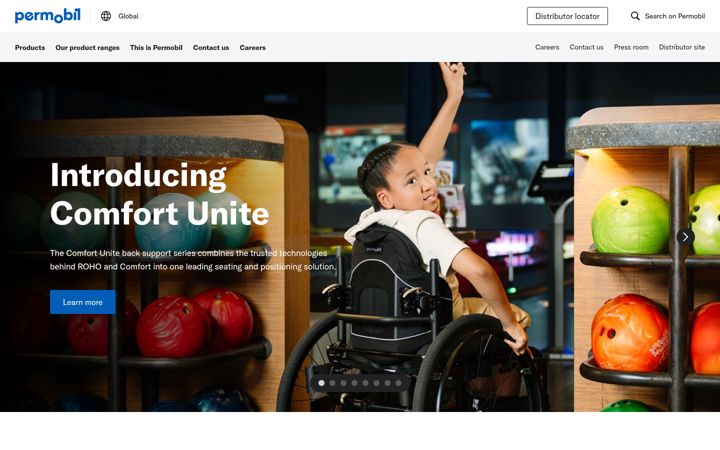 Screenshot of permobil.com