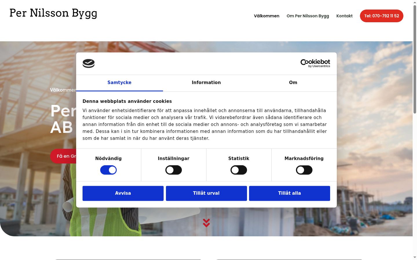 Screenshot of the consent banner shown before any interaction
