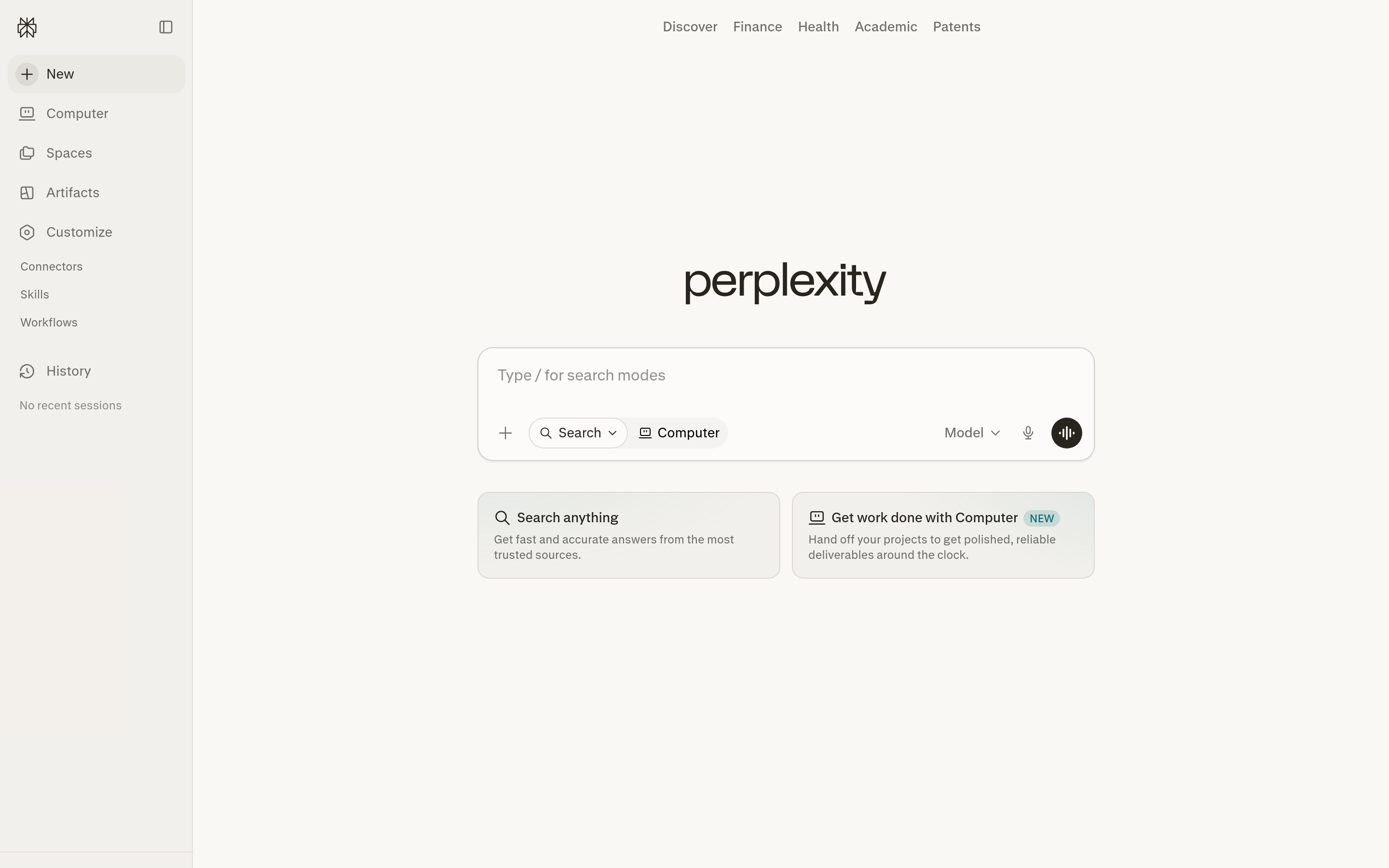 Screenshot of perplexity.ai