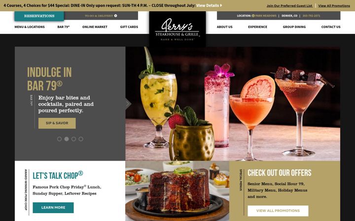 Screenshot van perryssteakhouse.com