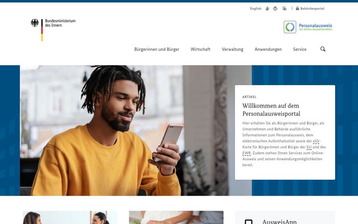 Screenshot of personalausweisportal.de